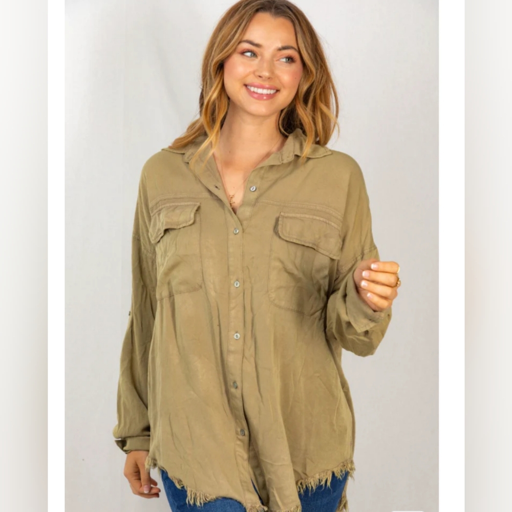 Olive Button Down - image 1